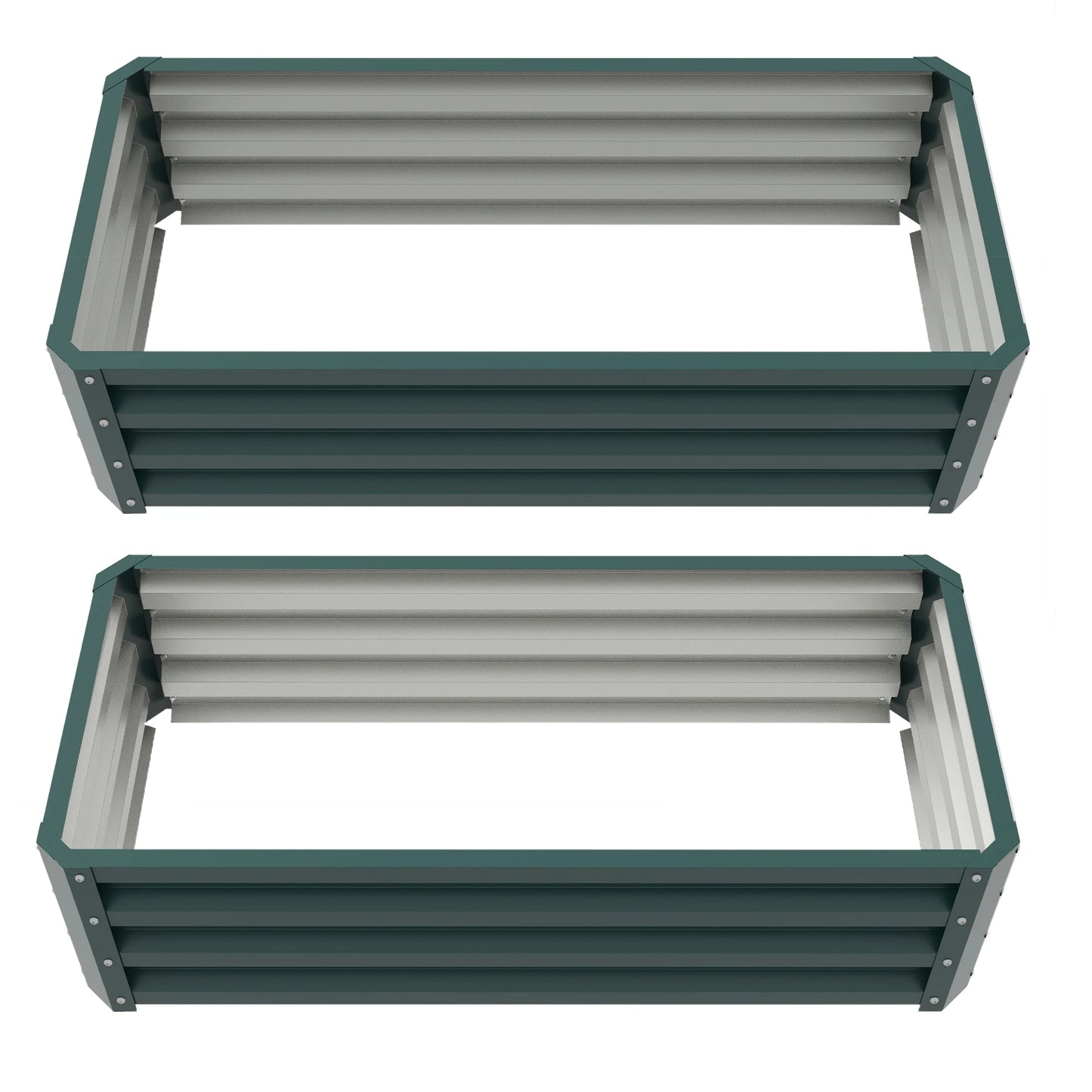 Galvanized Raised Garden Beds, Set of 2, Outdoor Planter Box, Green Galvanized Planter Boxes Green at Gallery Canada