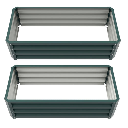 Galvanized Raised Garden Beds, Set of 2, Outdoor Planter Box, Green