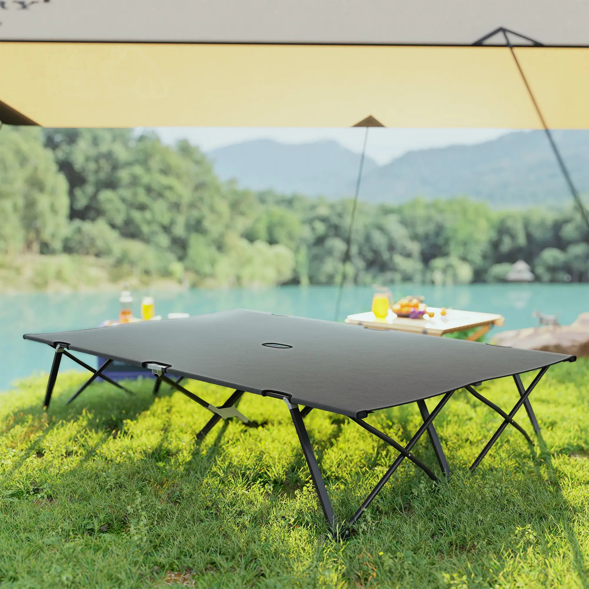 Two Person Folding Camping Cot, Portable Double Cot, 76