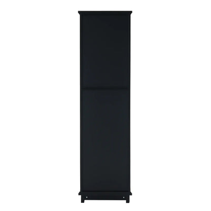 Bathroom Storage Cabinet, Glass Doors, Adjustable Shelves, 18" L x 14" W x 63" H, Black Bathroom Cabinets at Gallery Canada
