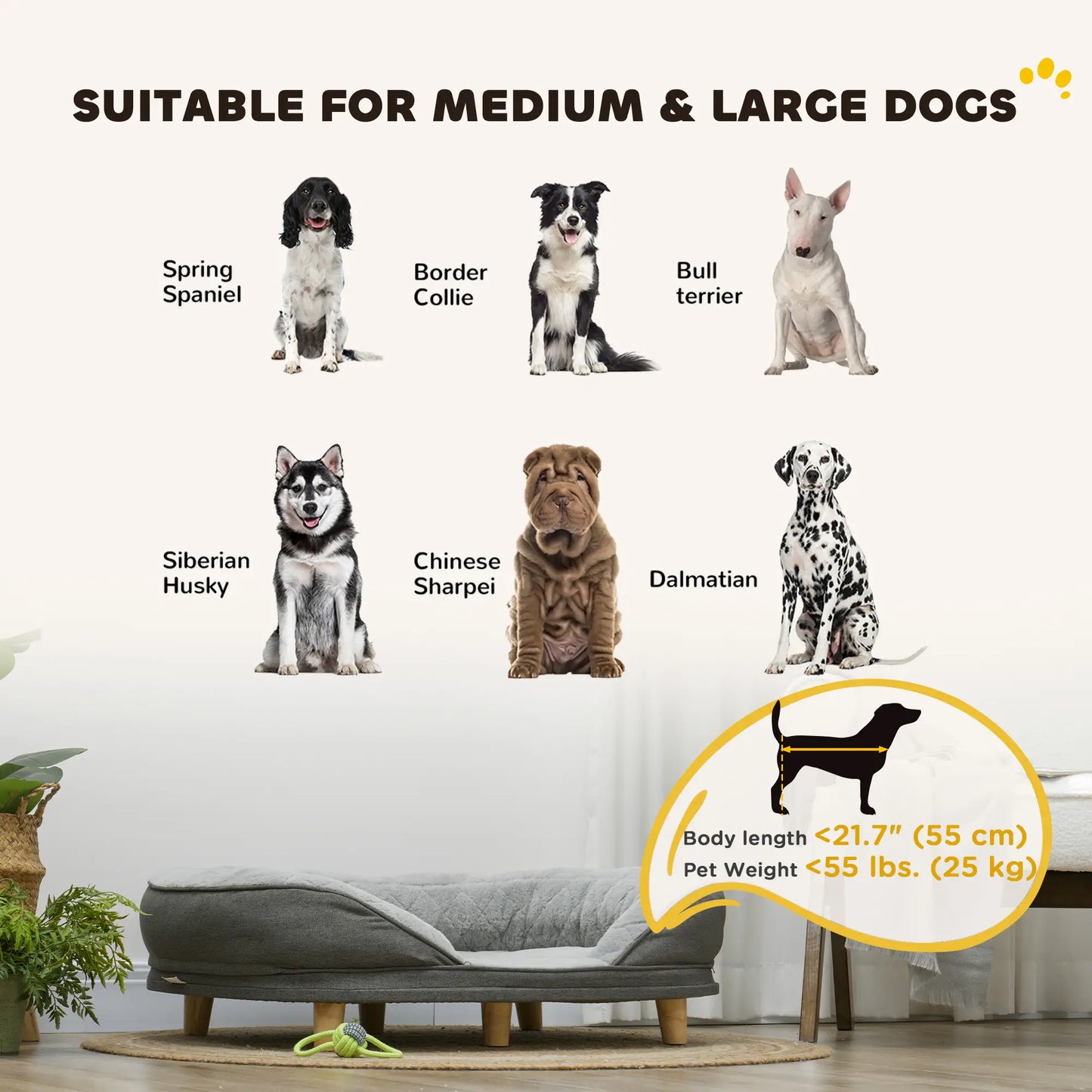 Pet Sofa Bed for Large Dogs, Removable Washable Cover, Anti-Slip Pads, Grey Dog Sofas at Gallery Canada