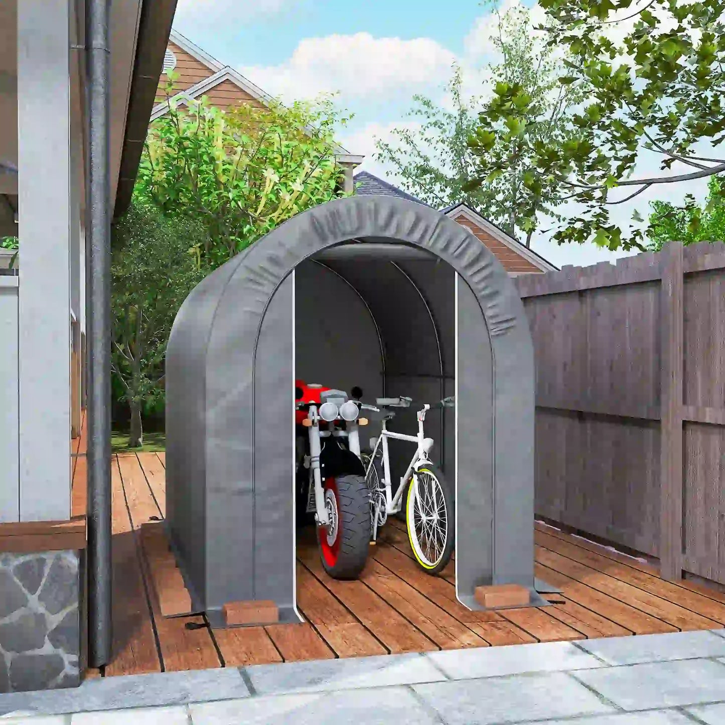 5X8 FT Outdoor Storage Shed, Light Grey Sheds at Gallery Canada