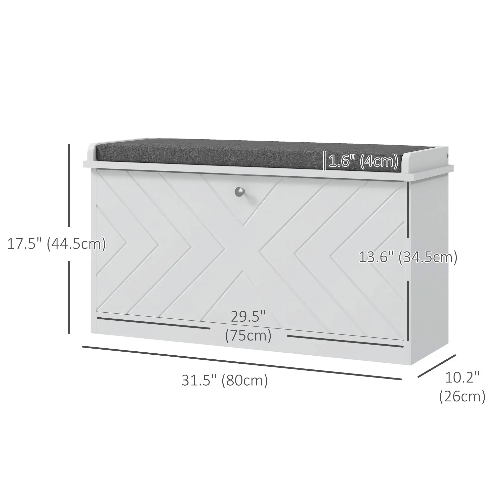 Shoe Storage with Seat, Upholstered Hallway Bench, Shoe Bench with Flip Drawer, Adjustable Shelf for 8 Pairs of Shoes Shoe Storage Cabinets & Racks at Gallery Canada