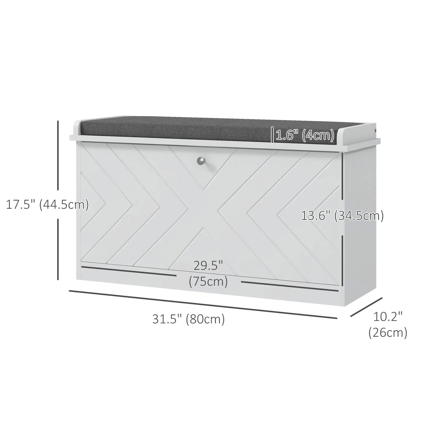 Shoe Storage with Seat, Upholstered Hallway Bench, Shoe Bench with Flip Drawer, Adjustable Shelf for 8 Pairs of Shoes Shoe Storage Cabinets & Racks at Gallery Canada