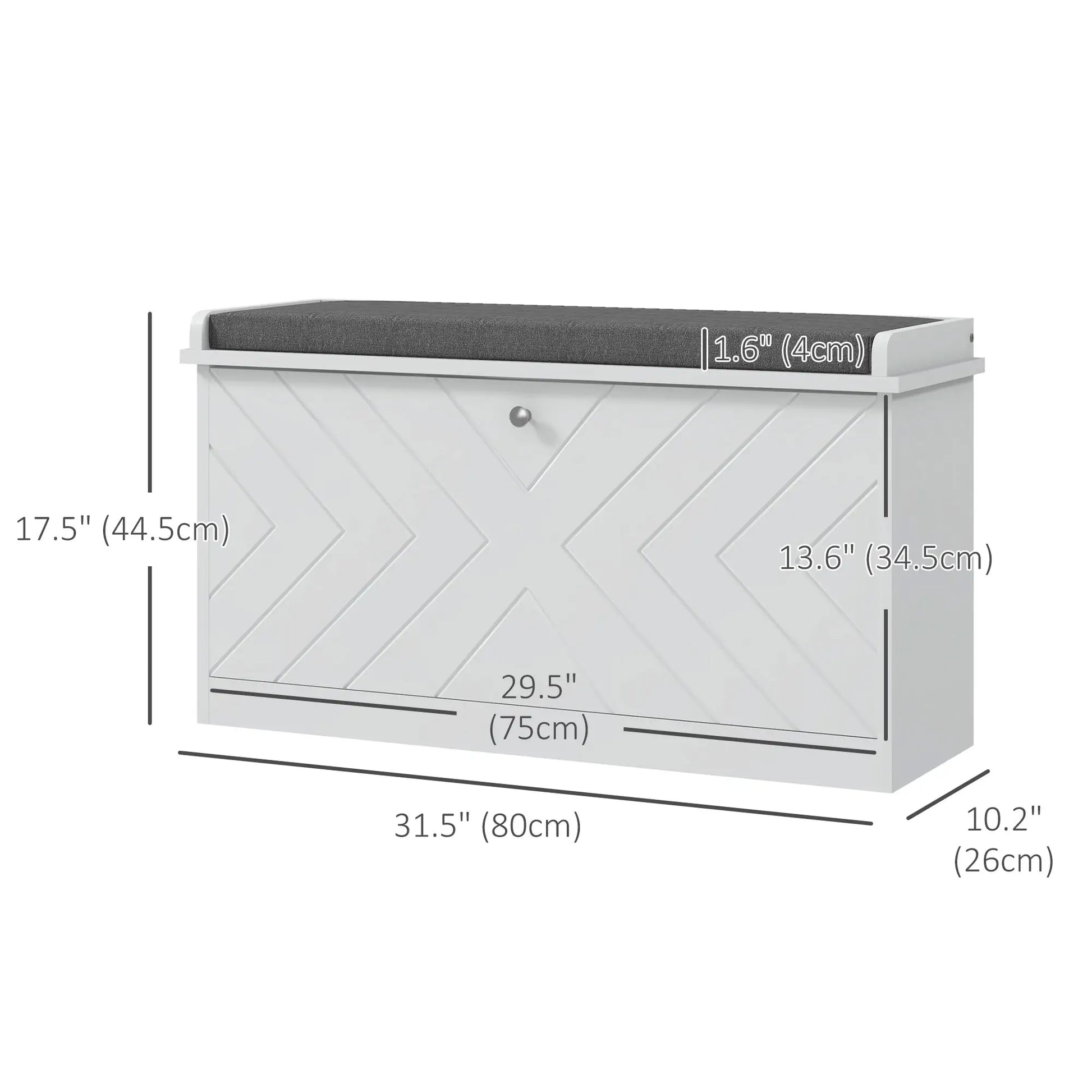 Shoe Storage with Seat, Upholstered Hallway Bench, Shoe Bench with Flip Drawer, Adjustable Shelf for 8 Pairs of Shoes Shoe Storage Cabinets & Racks at Gallery Canada