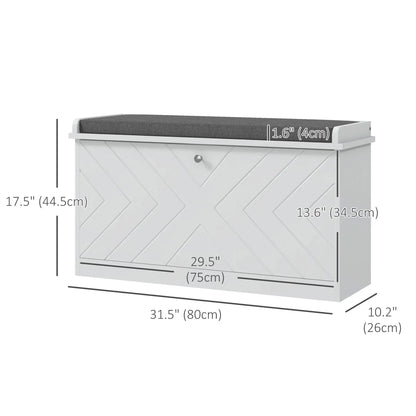 Shoe Storage with Seat, Upholstered Hallway Bench, Shoe Bench with Flip Drawer, Adjustable Shelf for 8 Pairs of Shoes Shoe Storage Cabinets & Racks at Gallery Canada