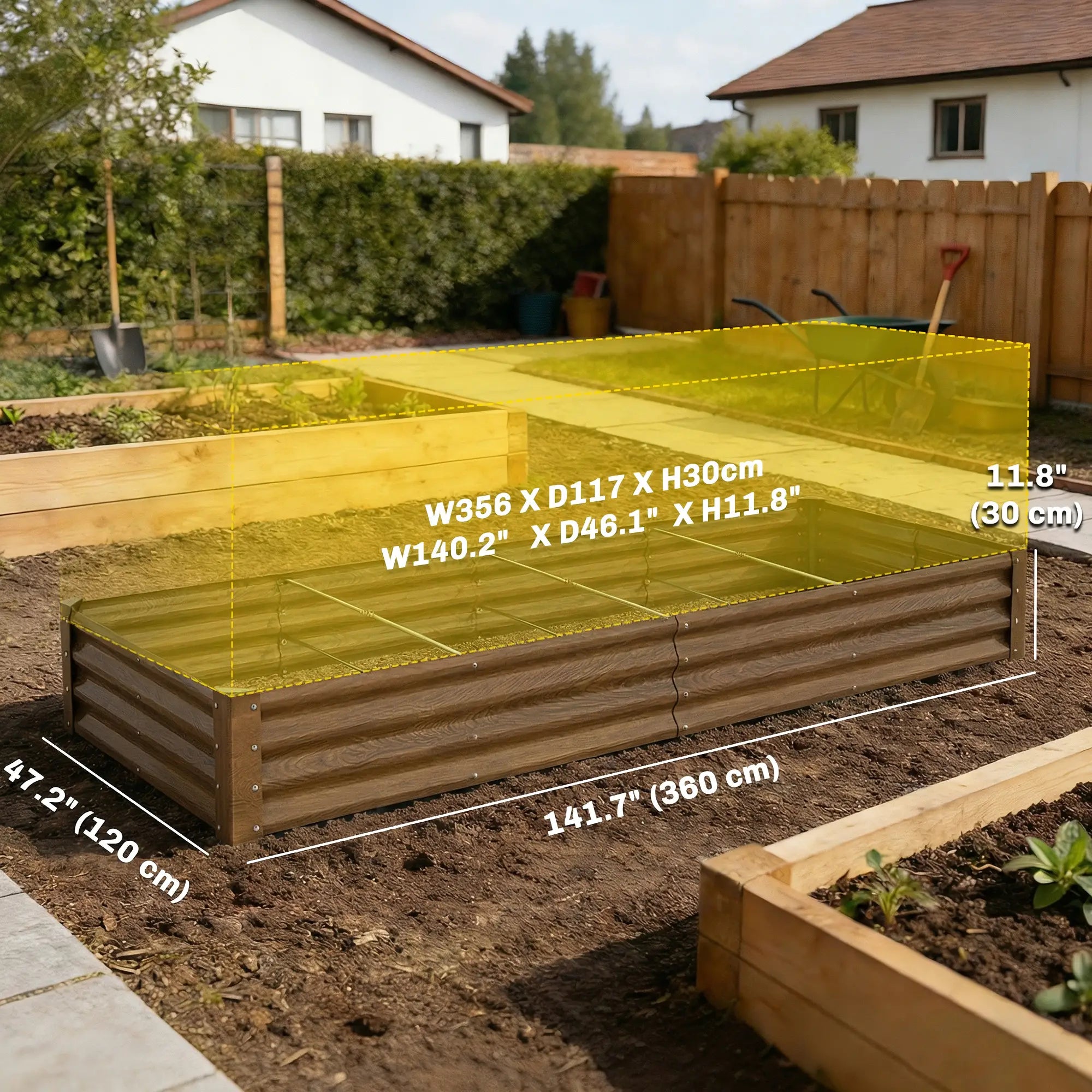 12 x 4 x 1ft Galvanized Raised Garden Bed, Distressed Brown Galvanized Planter Boxes at Gallery Canada