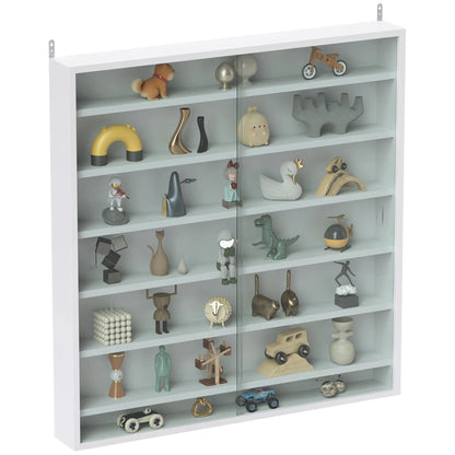 7-Tier Glass Curio Cabinet, 2 Glass Doors, 6 Adjustable Shelves, White Display Bookshelves at Gallery Canada