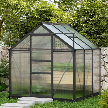 Greenhouse Kit, PC Board with Sliding Door, 6.2' x 6.3' x 6.6', Grey Walk In Greenhouses at Gallery Canada