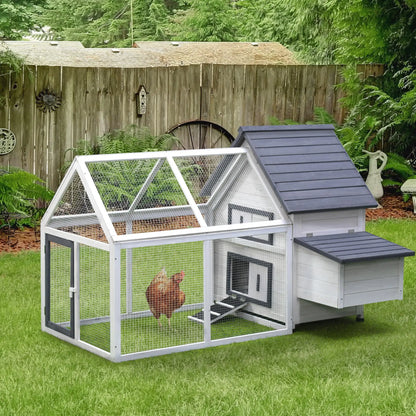 65" Wooden Chicken Coop, Rabbit Hutch with Nesting Box, Ramp Chicken Coops at Gallery Canada