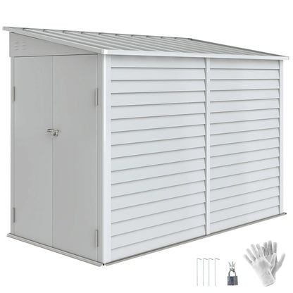 4.6' x 9' Steel Outdoor Storage Shed, Lean To Metal Tool House, White Sheds at Gallery Canada