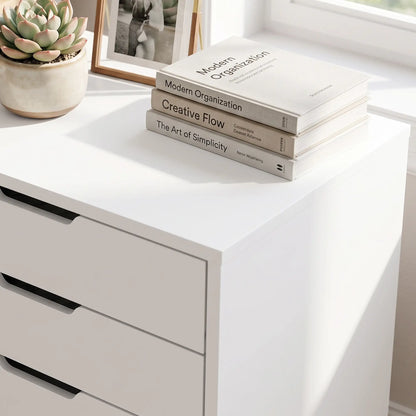 Mobile Printer Stand With 5 Drawers, White