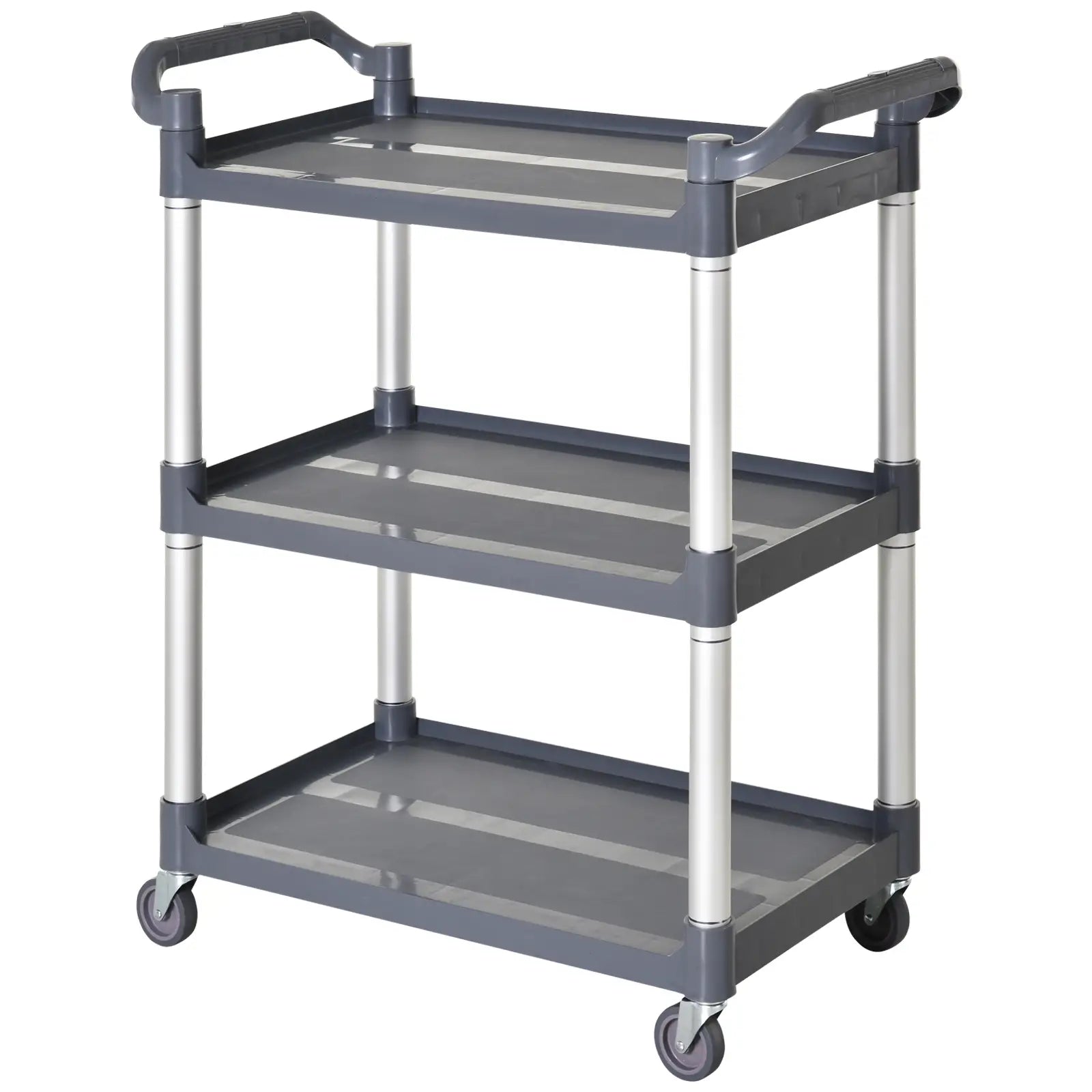 3-Tier Utility Cart, 3 Shelves, Rolling Storage Trolley, Silver Grey Kitchen Islands & Kitchen Carts Silver, Grey at Gallery Canada