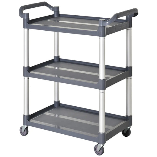3-Tier Utility Cart, 3 Shelves, Rolling Storage Trolley, Silver Grey Kitchen Islands & Kitchen Carts Silver, Grey at Gallery Canada