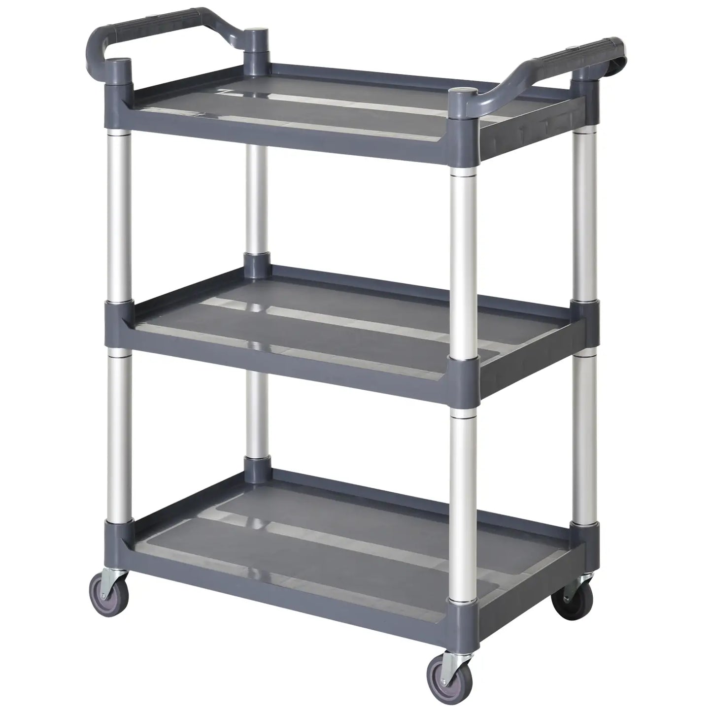 3-Tier Utility Cart, 3 Shelves, Rolling Storage Trolley, Silver Grey Kitchen Islands & Kitchen Carts Silver, Grey at Gallery Canada