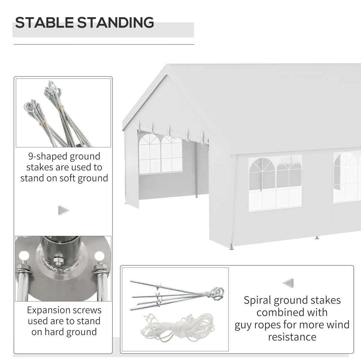 Heavy Duty Party Tent 19.5'x19' White, White Canopy Tents at Gallery Canada