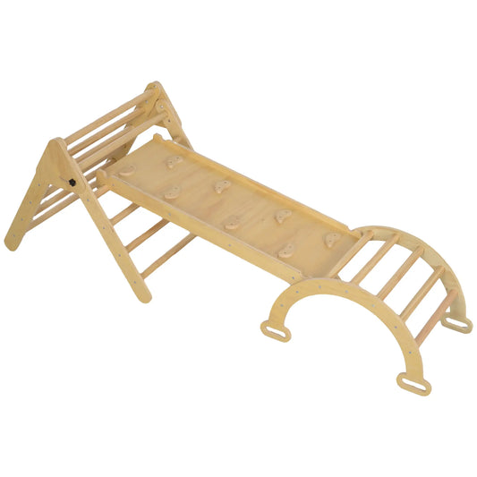 5 in 1 Pikler Triangle Set, Ladder, Ramp, Arch, 18-48 Months, Nature Wood Baby Gym & Playmats Natural at Gallery Canada