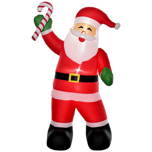 Inflatable Christmas Yard Decoration, Santa Claus with Candy Cane, 8' Tall Christmas Inflatables Red at Gallery Canada