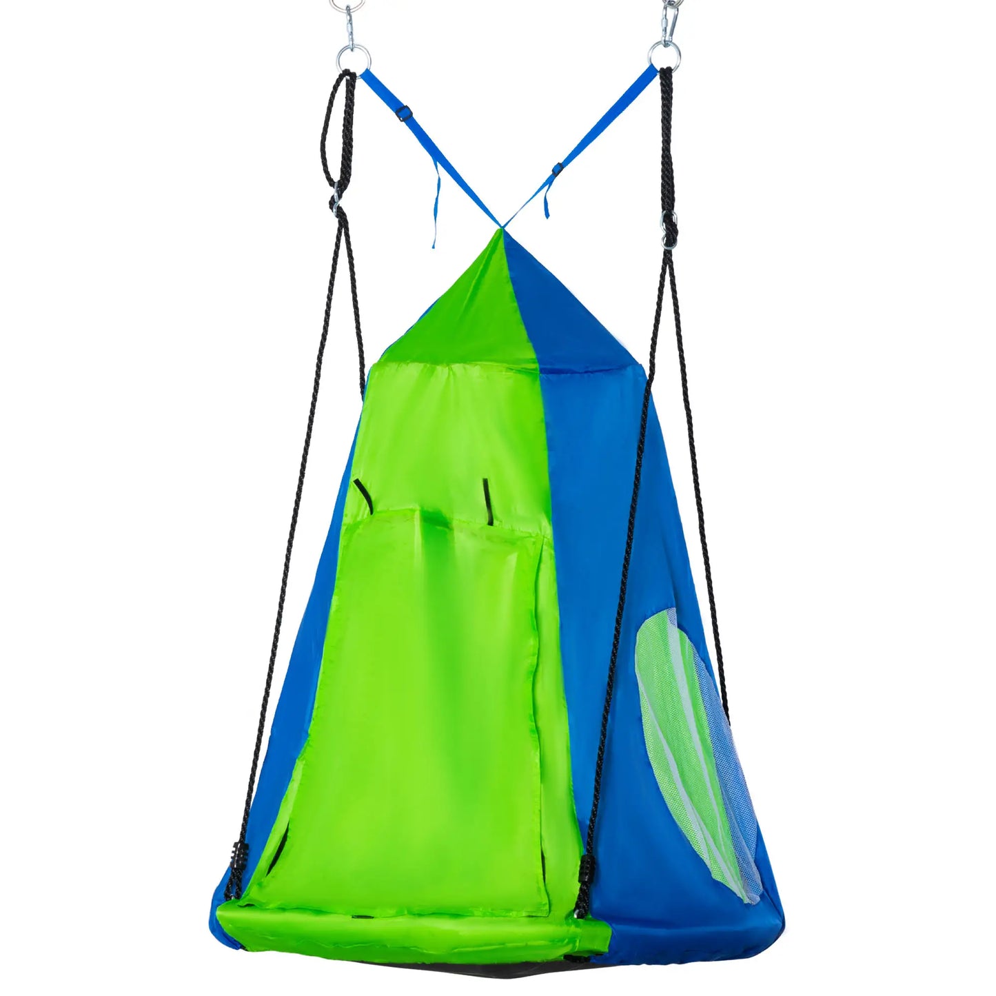 Kids Hanging Tree Swing Tent, Waterproof, With Windows, Rolling Door, Green Gym Sets & Swings Green, Blue at Gallery Canada