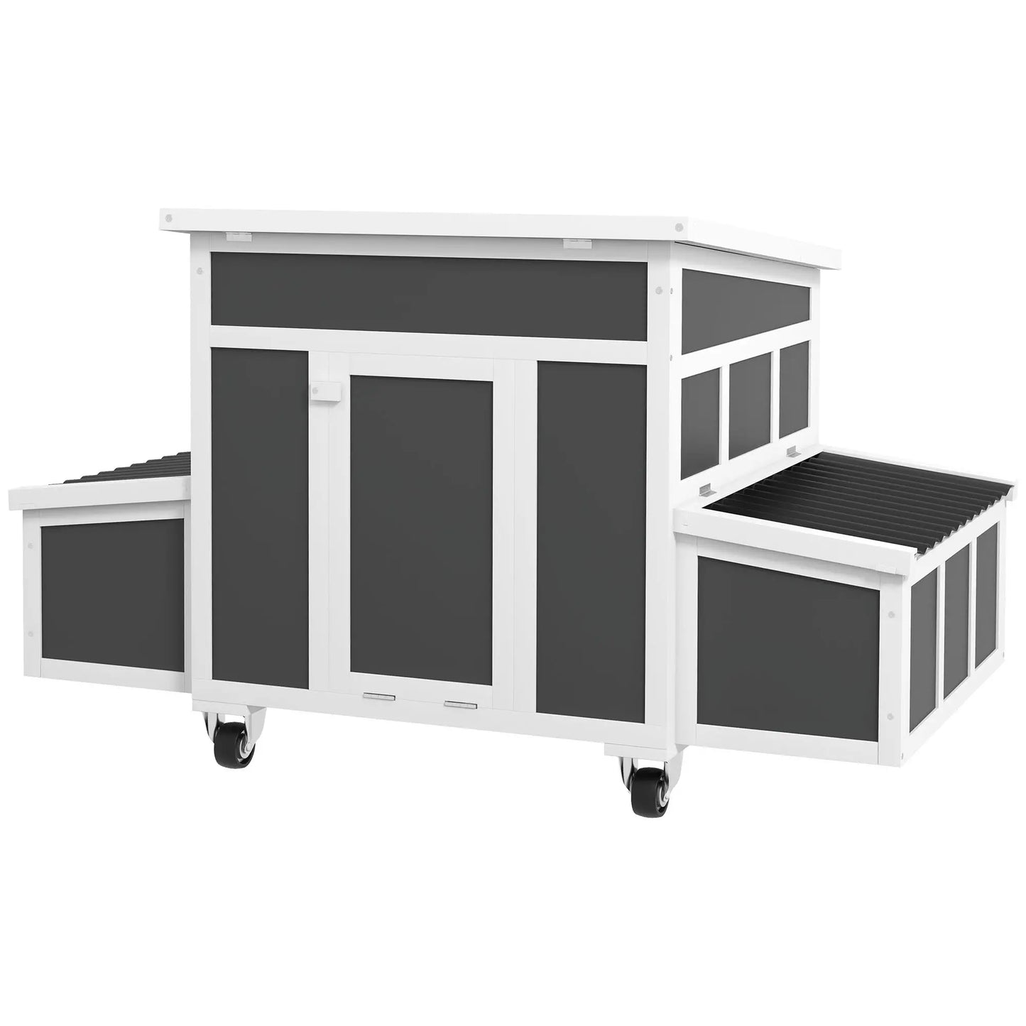 Wooden Chicken Coop With Nesting Box, 6 Chickens, Dark Grey Chicken Coops Dark Grey at Gallery Canada