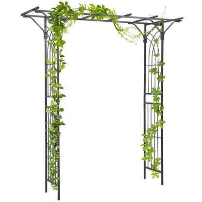 7ft Metal Garden Arch, Outdoor Walkway Arbor, Climbing Plants, Dark Gray Garden Arches Dark Grey at Gallery Canada