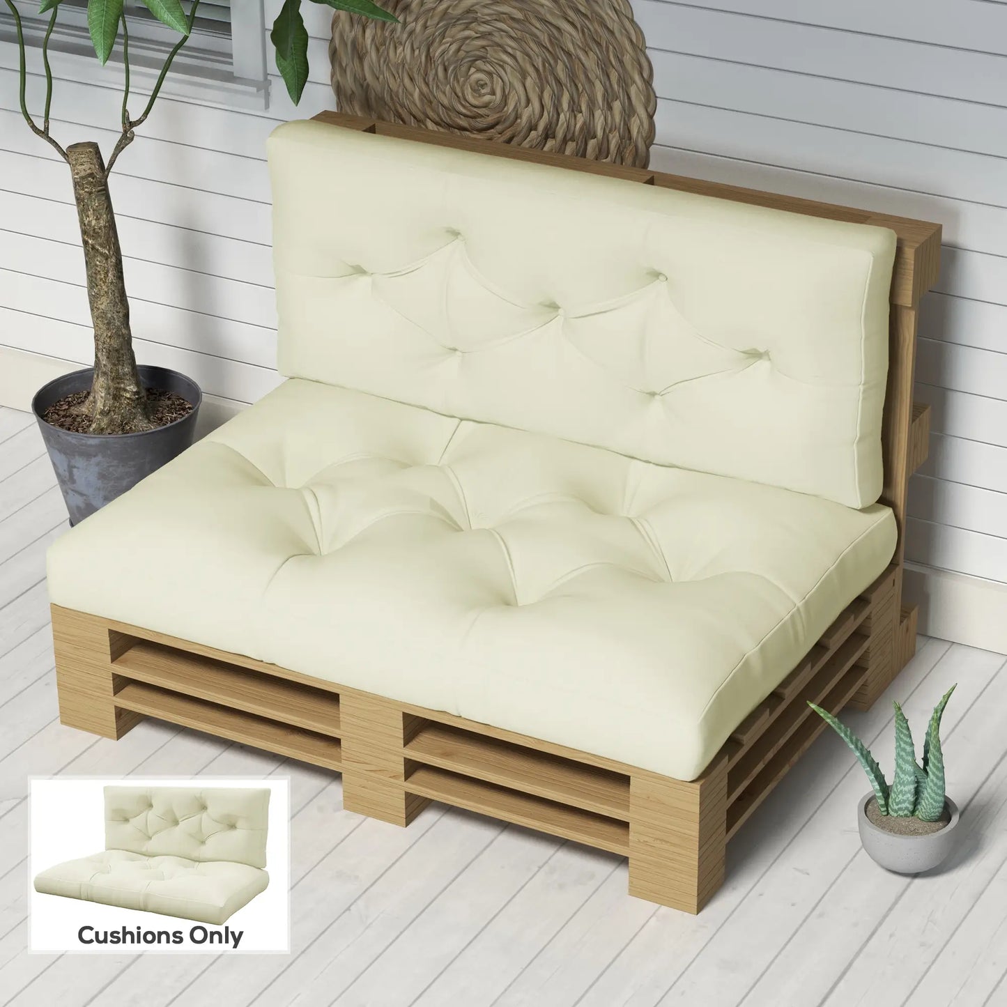 2 Seater 5" Thick Outdoor Seat Cushions, Cream White Patio Chair Cushions at Gallery Canada