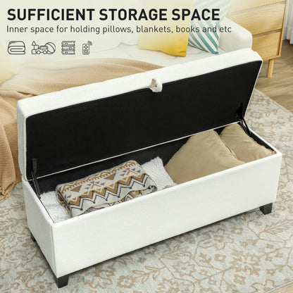 Storage Ottoman Bench, Foot Rest, 47 Inches, Cream White Storage Ottomans & Benches at Gallery Canada