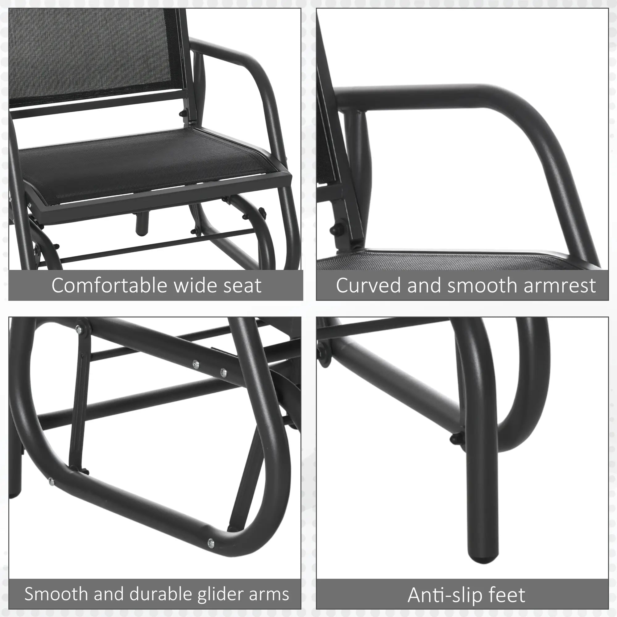 Patio Glider Set, 2 Outdoor Chairs, Breathable Mesh Seat, Black Outdoor Gliders at Gallery Canada
