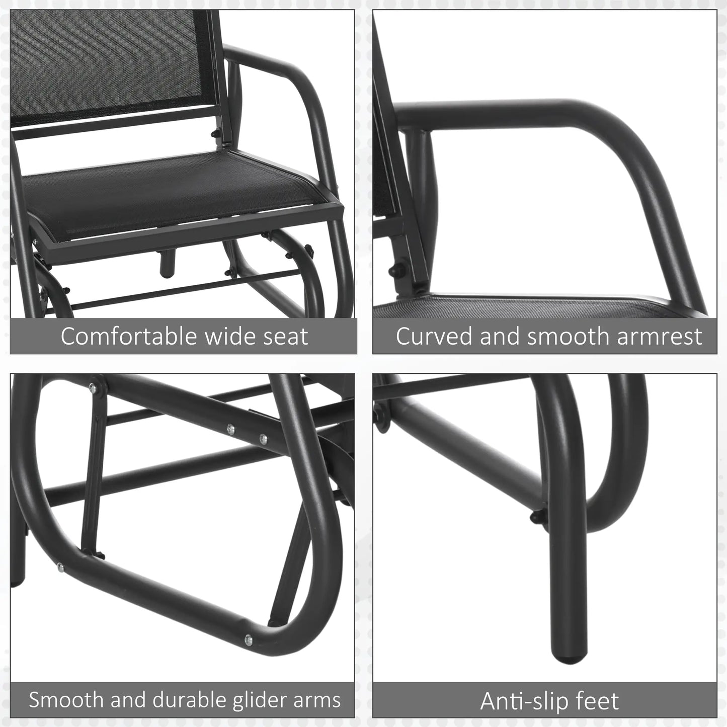 Patio Glider Set, 2 Outdoor Chairs, Breathable Mesh Seat, Black Outdoor Gliders at Gallery Canada