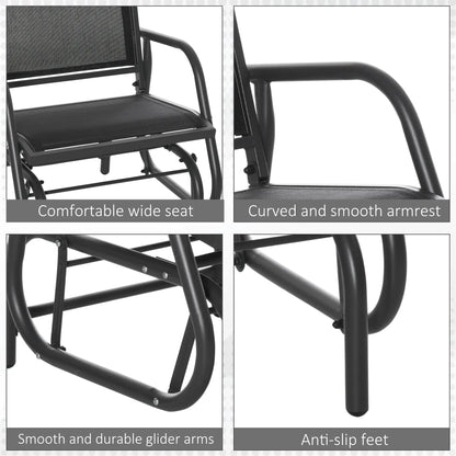 Patio Glider Set, 2 Outdoor Chairs, Breathable Mesh Seat, Black Outdoor Gliders at Gallery Canada