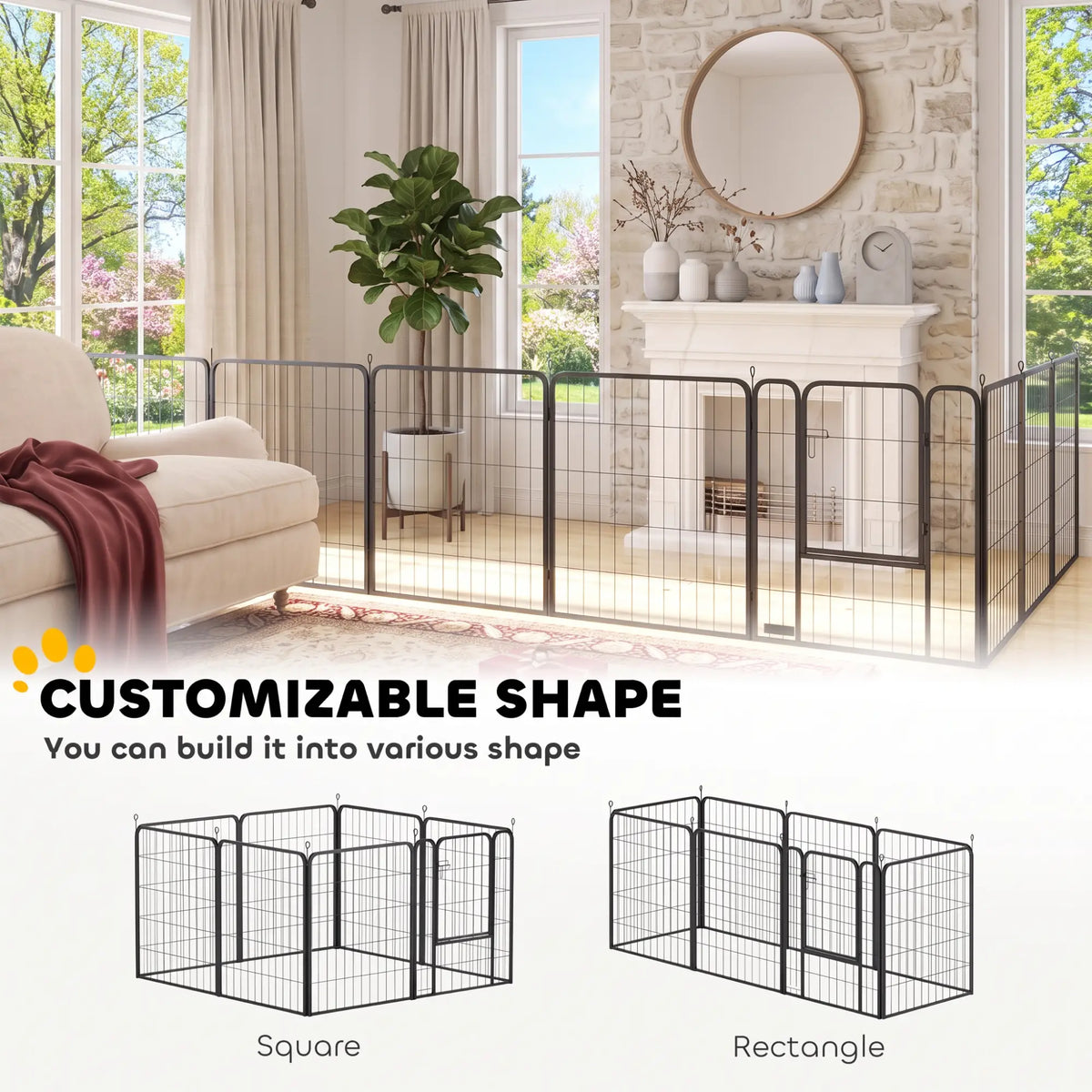 39" Parc pour chien, portable pliable 8 panneaux, intérieur extérieur, grands chiens