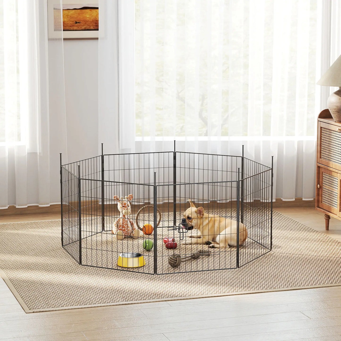 Heavy Duty Dog Playpen, 23.6" High, 8 Panels, Black Dog PlayPens at Gallery Canada
