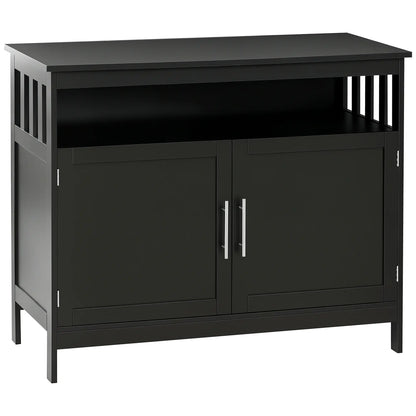 Kitchen Sideboard, Wooden Storage Cabinet, 2-Level Shelf, Black Bar Cabinets Black at Gallery Canada