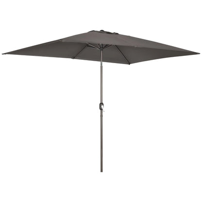 6.5x10ft Rectangle Patio Umbrella, Dark Grey Sun Umbrellas Dark Grey, Dark brown at Gallery Canada