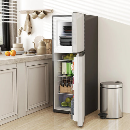 Double Door Mini Fridge with Freezer, 4.6 Cu.Ft, Silver Small Kitchen Appliances at Gallery Canada