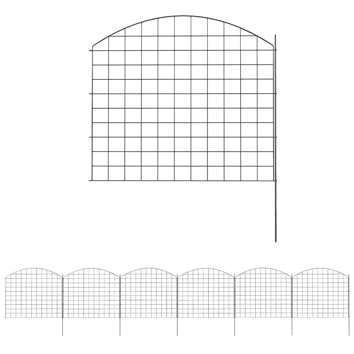 Metal Garden Fence Set Of 6, 181.1" X 38.2", Black Garden Fences at Gallery Canada