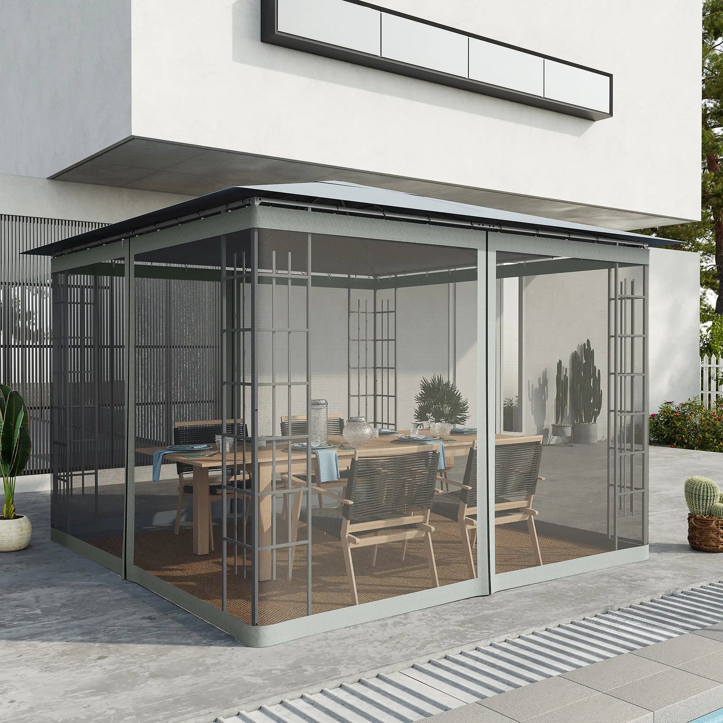 Replacement Mosquito Netting, 10' x 10', Black, Dark Grey Gazebo Sidewalls at Gallery Canada