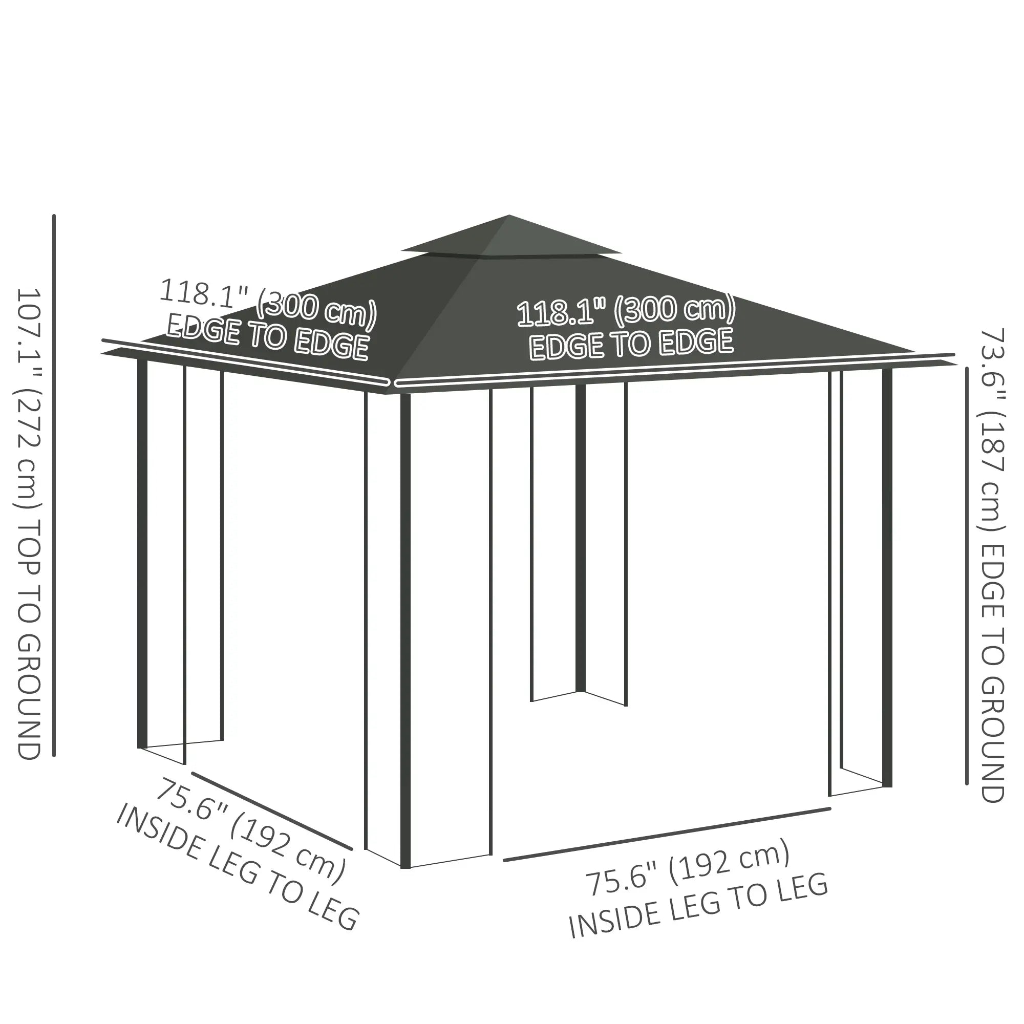 10'x10' Steel Patio Gazebo, Grey Gazebos at Gallery Canada