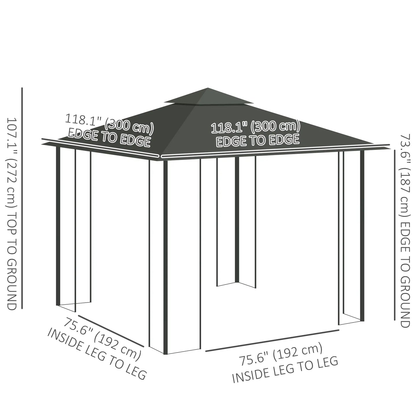 10'x10' Steel Patio Gazebo, Grey Gazebos at Gallery Canada