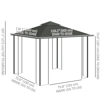 10'x10' Steel Patio Gazebo, Grey Gazebos at Gallery Canada