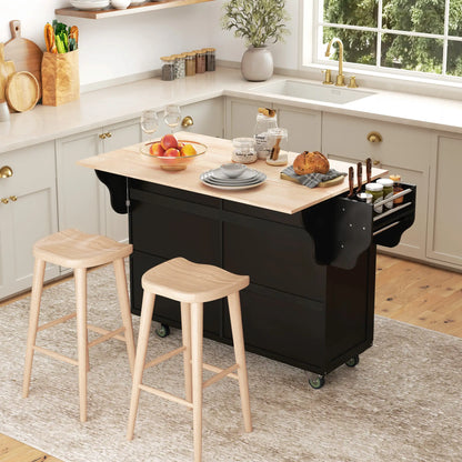 Kitchen Island with Storage, Drop Leaf, Rubber Wood Top, Black Kitchen Islands & Kitchen Carts at Gallery Canada