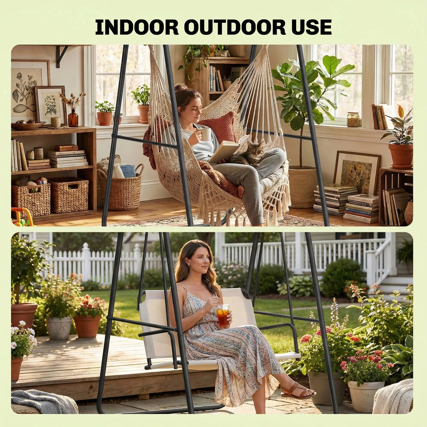 Heavy Duty Steel A-Frame Hammock Stand, Max Load 330 LBS, Black Hammock Stands at Gallery Canada