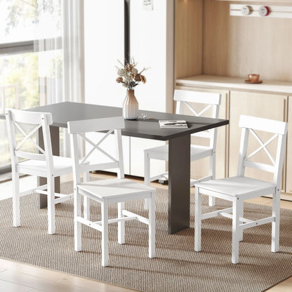 Wooden Dining Chairs Set of 4, Cross Back, Solid Structure, White Dining Chairs at Gallery Canada