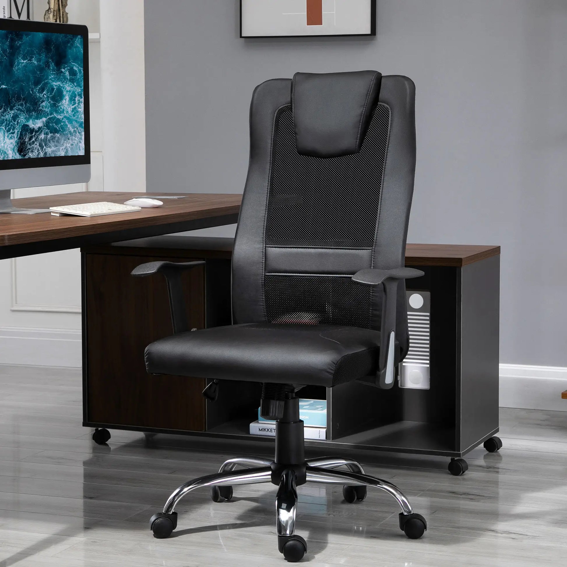 Ergonomic Office Chair, Thick Padded Headrest, Mesh Desk Chair, Tilt Function, Armrest, Black Task Chairs at Gallery Canada