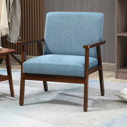 Modern Accent Chair, Cushioned Seat, Upholstered Linen-Feel, Blue Accent Chairs at Gallery Canada