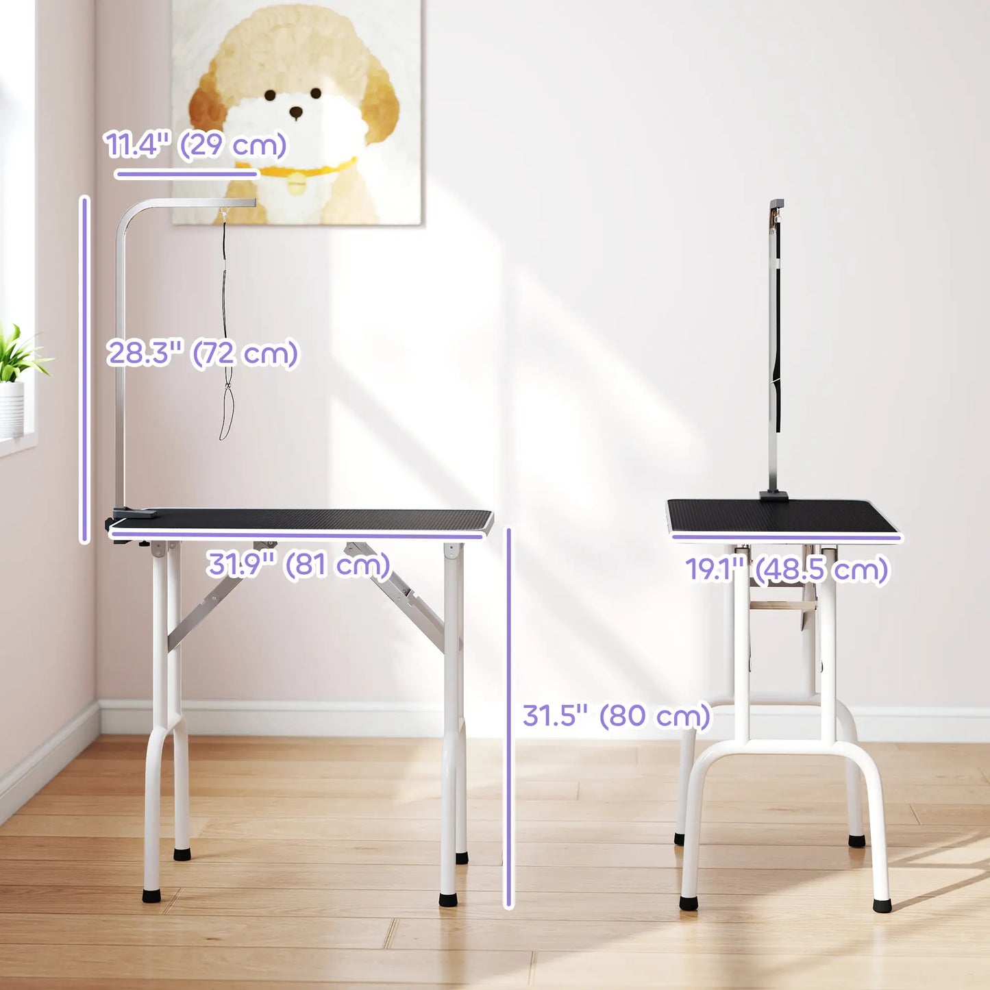 Foldable Pet Grooming Table, Adjustable Arm, Non-Slip Surface, Black Dog Grooming Tables at Gallery Canada