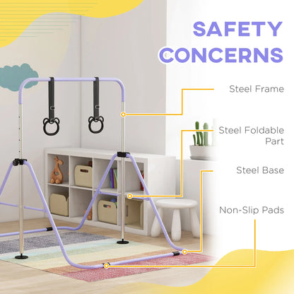 Kids Gymnastics Bar, Adjustable Height, Non-Slip Rings, Purple Kids Gym & Playmats at Gallery Canada