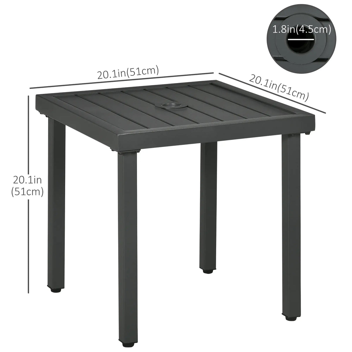 Outdoor Side Table, Patio End Table With Umbrella Hole, Gray Patio Side Tables at Gallery Canada