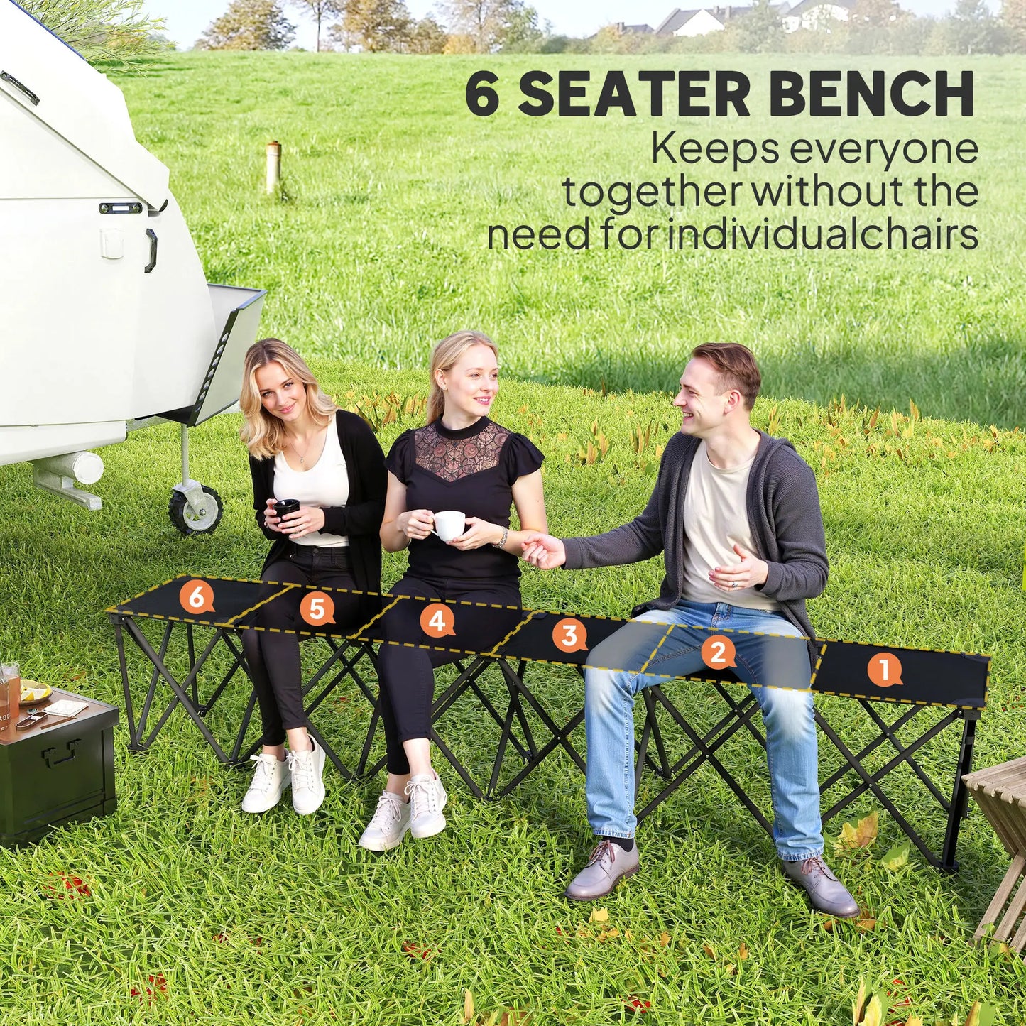 6-Seater Folding Camping Chair, Team Bench with Carry Bag Picnic Tables & Camping Chairs at Gallery Canada