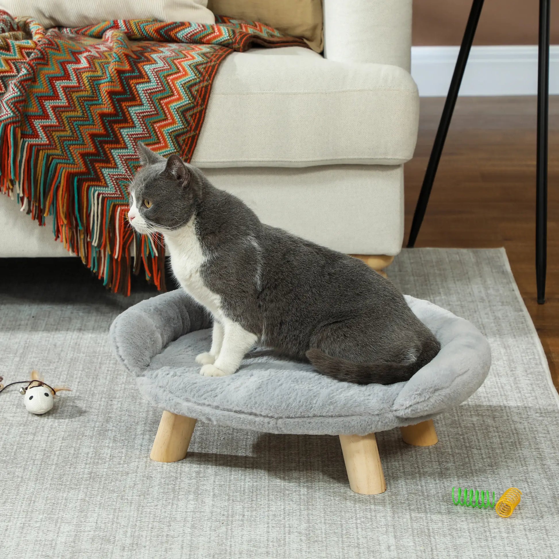 Elevated Dog Sofa Bed, Washable Cover, Wooden Legs, Miniature Dogs, Grey Dog Sofas at Gallery Canada